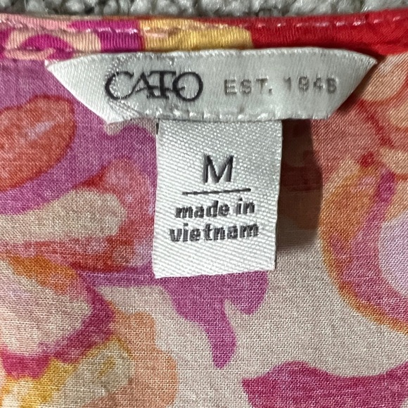 Cato Pink and Orange Patterned Blouse bell sleeve - Picture 9 of 10